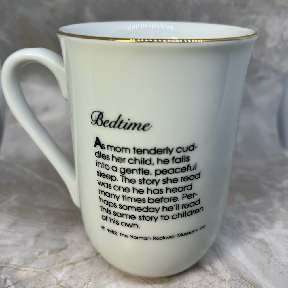Vintage Norman Rockwell antique White and Blue Dining Mugs - Picture 2 of 4